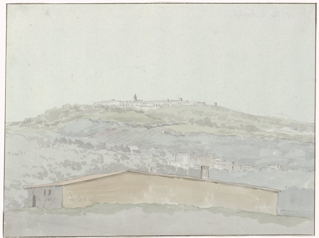 Gezicht op Montefusco Montefusco kilátása (cím a tárgyon) Utazások Olaszországban, Szicíliában és Máltán - 1778 (sorozat címe) alkotó: Louis Ducros