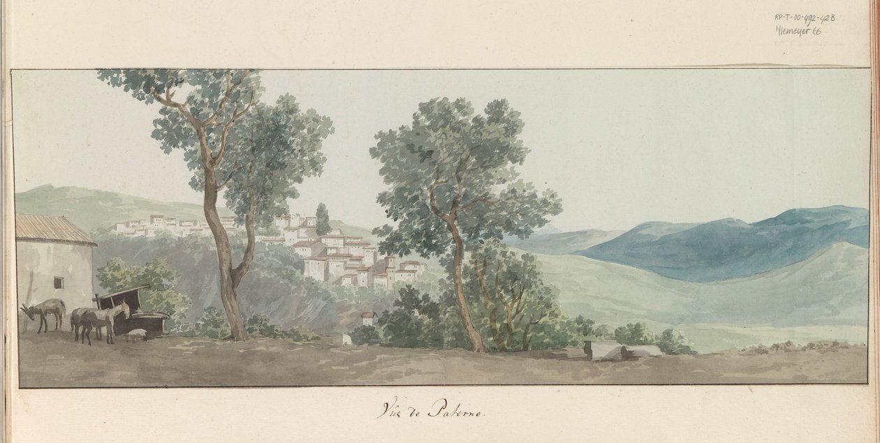 Gezicht op Paterno Paterno képe (cím a tárgyon) Utazások Olaszországban, Szicíliában és Máltán - 1778 (sorozat címe) alkotó: Louis Ducros