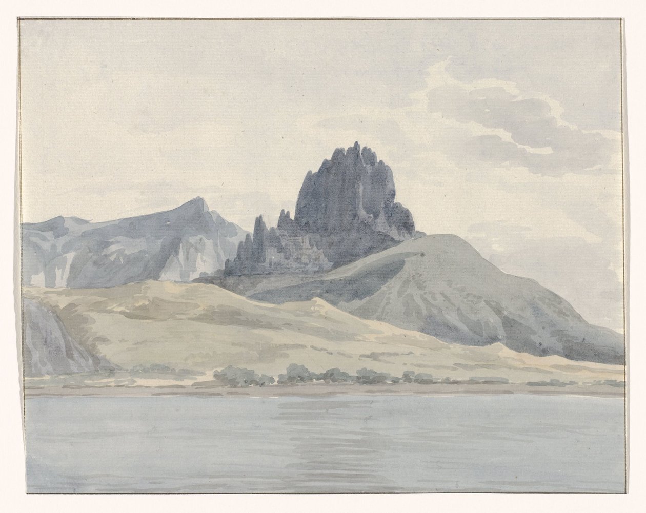 Kilátás Pentidatilo partjára a Spartivento-fok másik oldalán Vue de la cote de Pentidatilo au delà du Cap de Spartivento (cím a tárgyon) Voyage en Italy, and Sicile et à Malte – 1778 (sorozat címe) alkotó: Louis Ducros