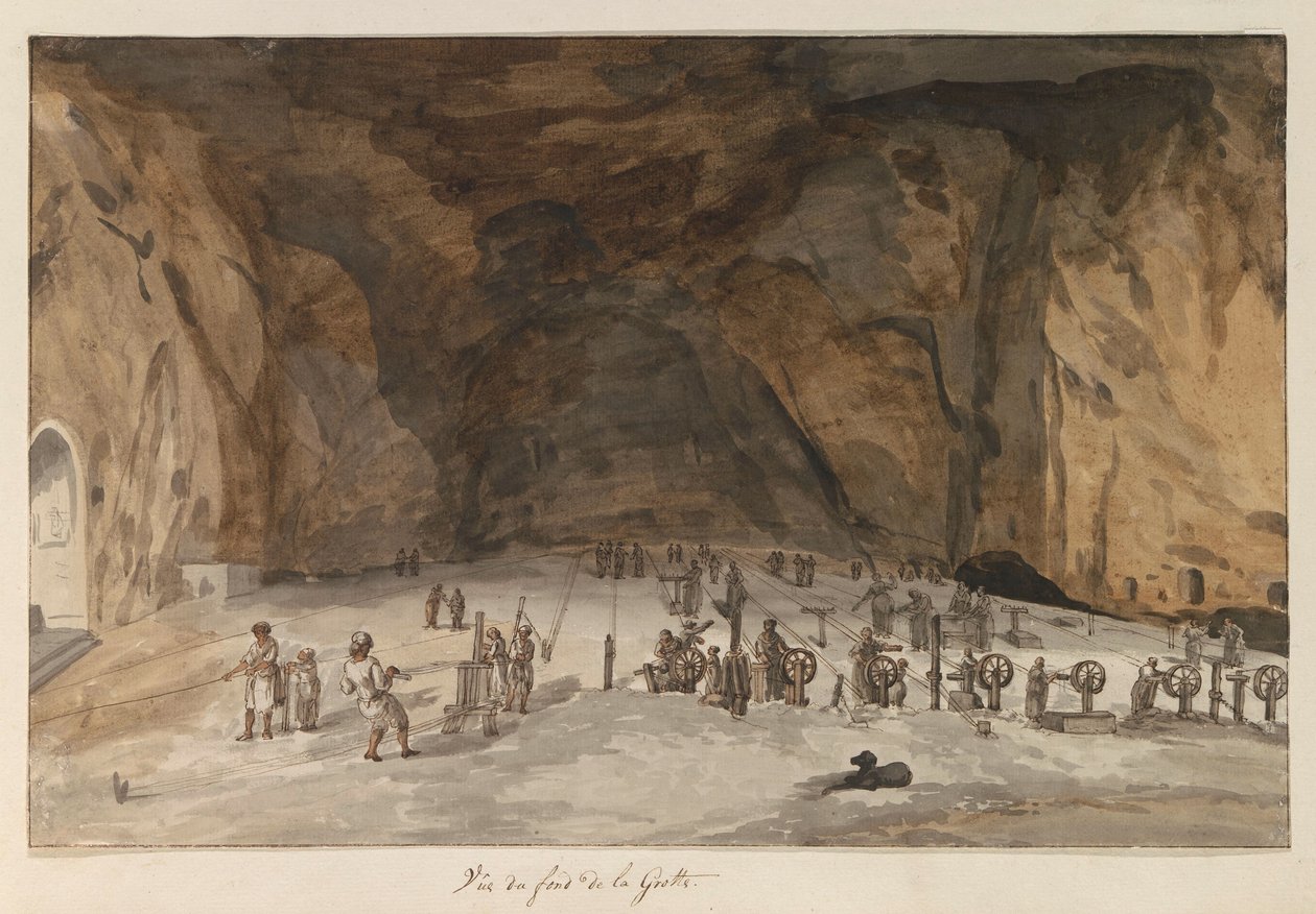 Belső Santa Maria Capella furgon Kilátás a barlang aljáról (cím az objektumon) Utazások Olaszországban, Szicíliában és Máltán - 1778 (sorozat címe) alkotó: Louis Ducros