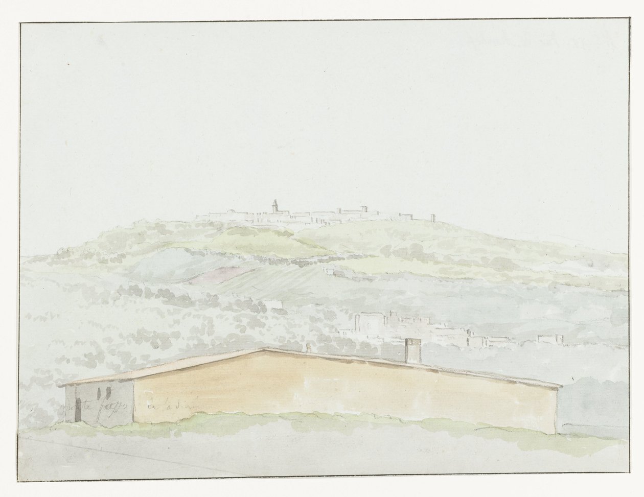Klassieke zuil in haven van Brindisi Ősi oszlop Brindisi kikötőjében (cím az objektumon) Utazások Olaszországban, Szicíliában és Máltán - 1778 (sorozat címe) alkotó: Louis Ducros