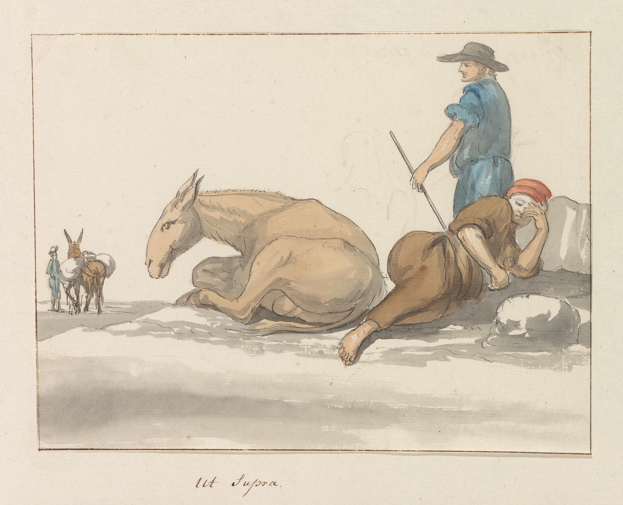 Gozo szigetének hagyományos viselete Ghozo jelmez (cím a tárgyon) Voyage en Italy, and Sicile et à Malte – 1778 (sorozat címe) alkotó: Louis Ducros