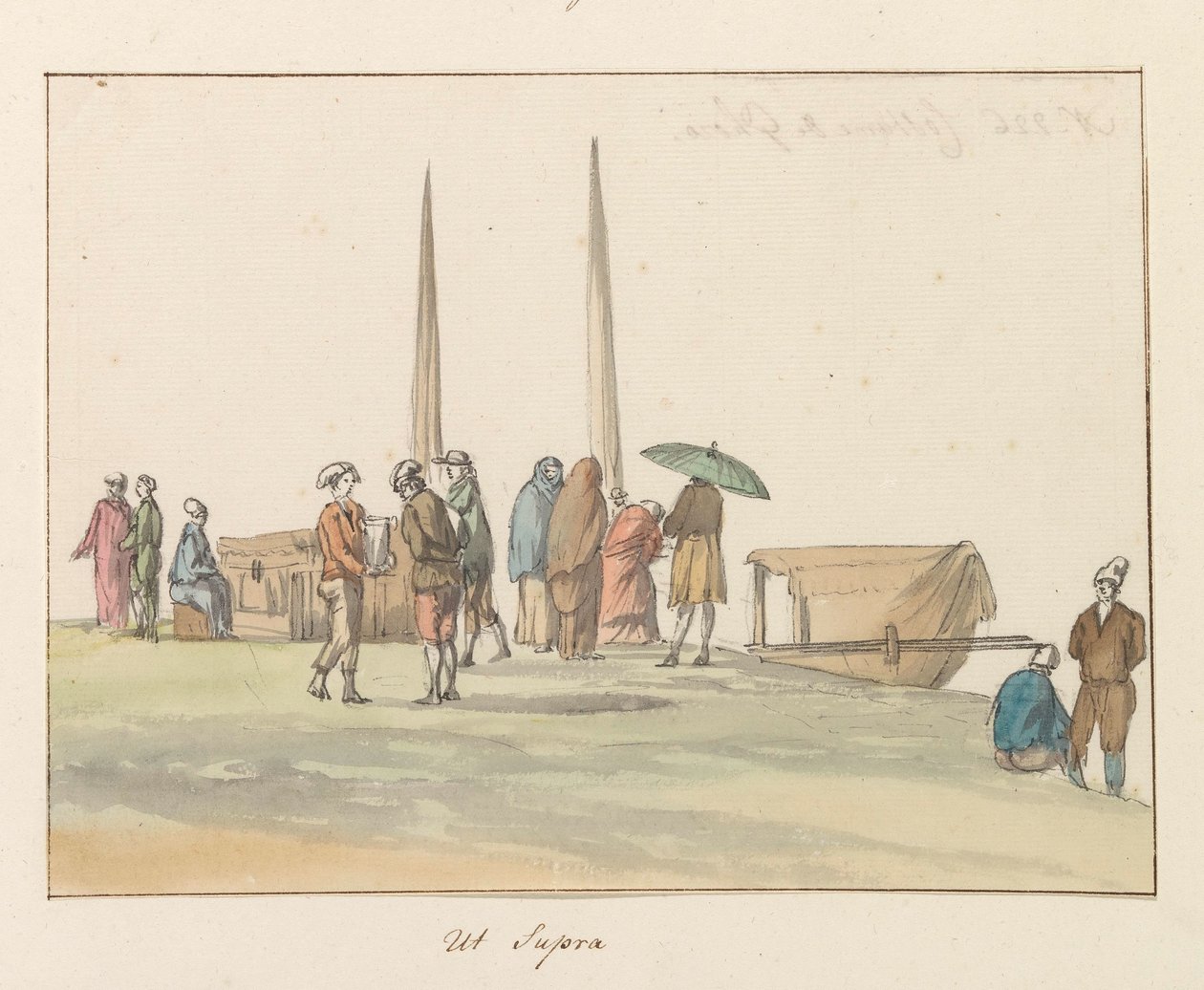 Gozo szigetének hagyományos viselete Ghozo jelmez (cím a tárgyon) Voyage en Italy, and Sicile et à Malte – 1778 (sorozat címe) alkotó: Louis Ducros