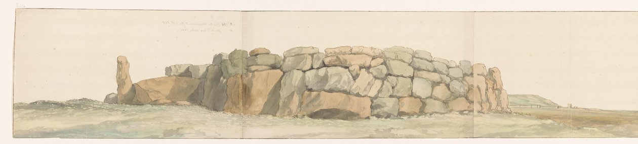 Emlékmű van Feniciërs of Carthagen op eiland Gozo vanaf ander gezichtspunt Az előző számú emlékmű másik képe másik oldalról (cím a tárgyon) Utazások Olaszországban, Szicíliában és Máltán - 1778 (sorozat címe) alkotó: Louis Ducros