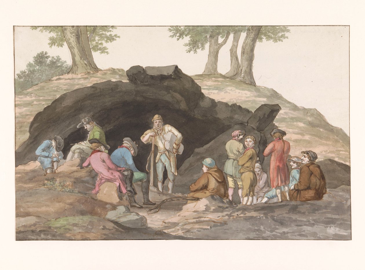 Álljon meg a Grotte delle Capre-nál Nemorosa és Fredda határán A barlang belseje (cím az objektumon) Voyage en Italy, and Sicile et à Malte – 1778 (sorozat címe) alkotó: Louis Ducros