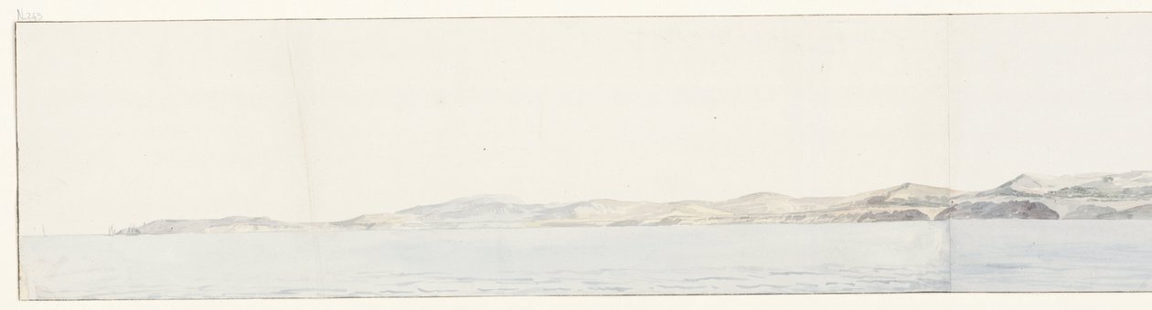 Panorama Agrigento in de kust Távoli kilátás Girgenti városára és a tengerpartra (cím a tárgyon) Utazások Olaszországban, Szicíliában és Máltán - 1778 (sorozat címe) alkotó: Louis Ducros