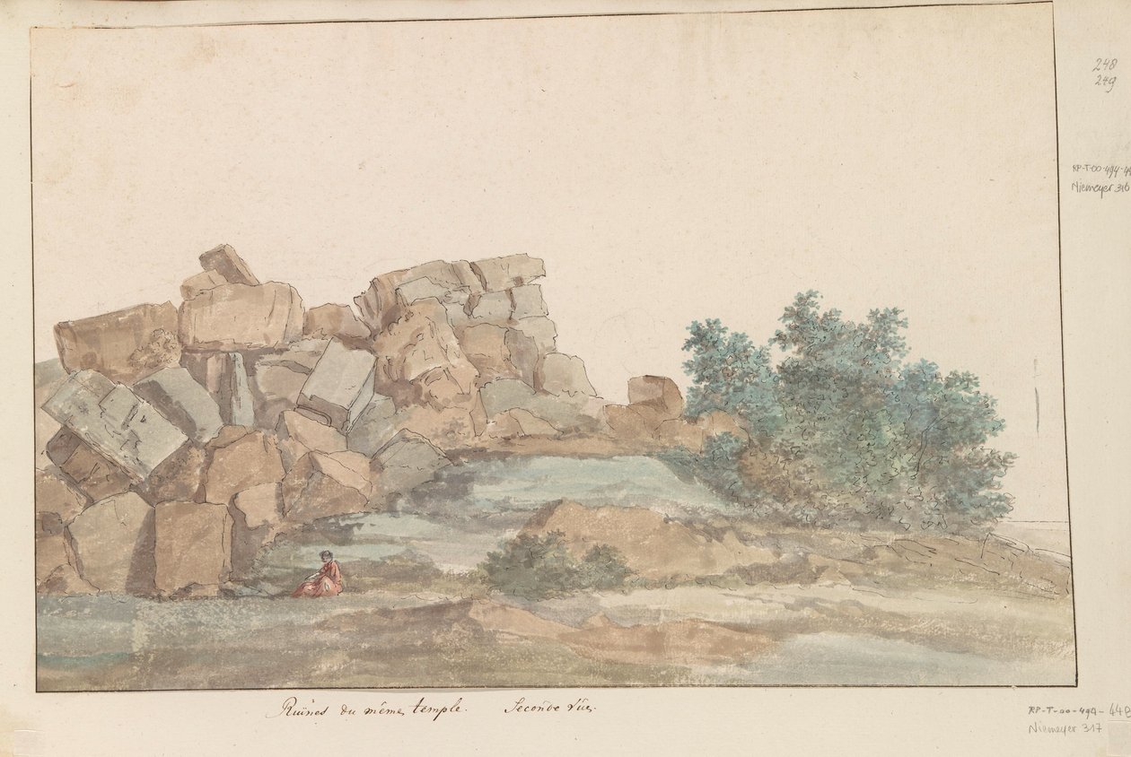 Resten van Zeus Olympus templom Agrigento-ban Ugyanannak a templomnak a romjai. Második nézet (cím az objektumon) Utazások Olaszországban, Szicíliában és Máltán - 1778 (sorozat címe) alkotó: Louis Ducros