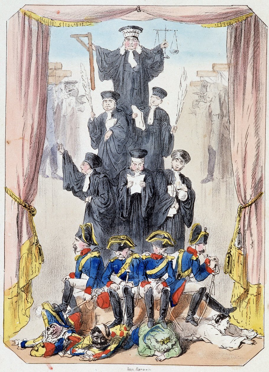 Litideurs azok ellenére - Litográfia, a Theater des marionnettes du jardin des Tuileries-ből, Louis Edmond Duranty (1833-1880) szövege és rajza, Párizs alkotó: Louis Edmond Duranty
