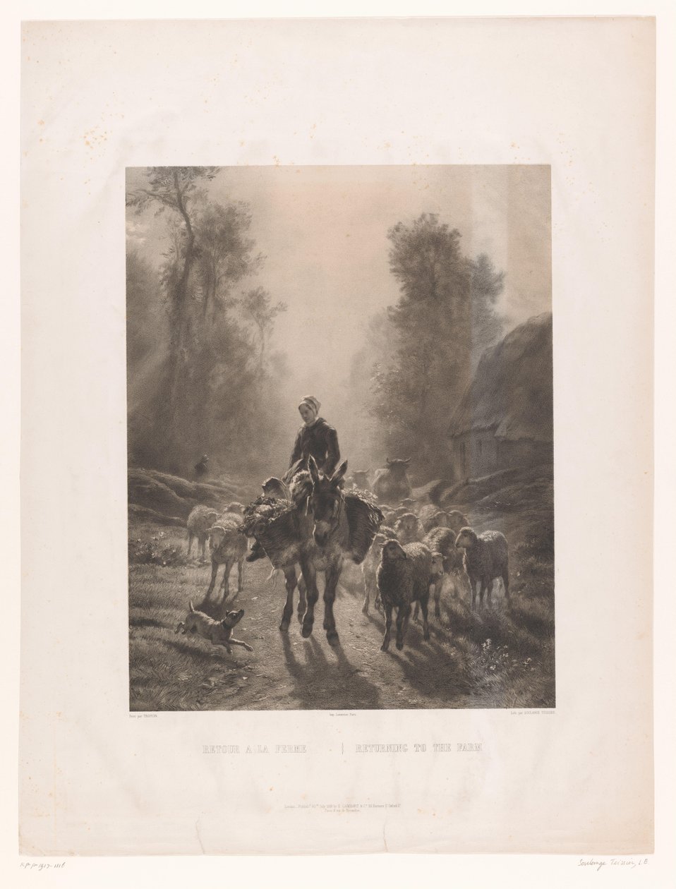Farmer szarvasmarhával visszatér a farmra Return a la ferme / Returning to the Farm (cím a tárgyon) alkotó: Louis Emmanuel Soulange Teissier