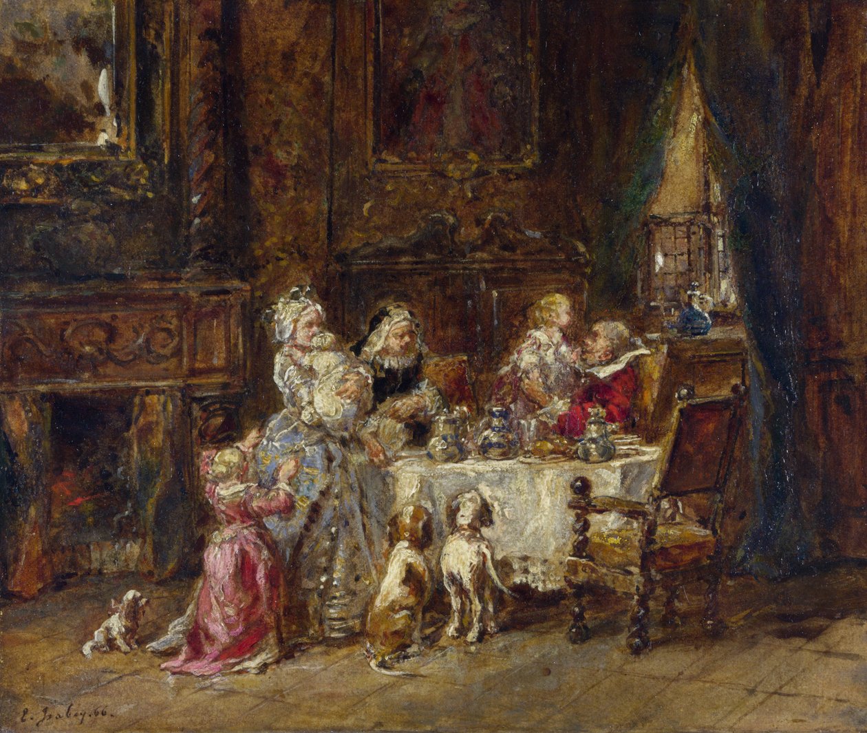 Isabey, Louis Gabriel Eugene (1803-1886) Nagyapa születésnapja olaj, fa, 1866 National Gallery, London 24,1x28,9 alkotó: Louis Eugene Gabriel Isabey
