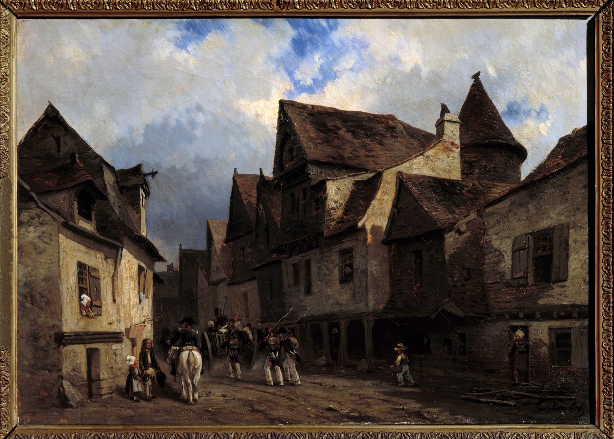 Breton falu utca Louis Gabriel Eugene Isabey festménye (1803-1886) 19. századi Orleans, Szépművészeti Múzeum alkotó: Louis Eugene Gabriel Isabey