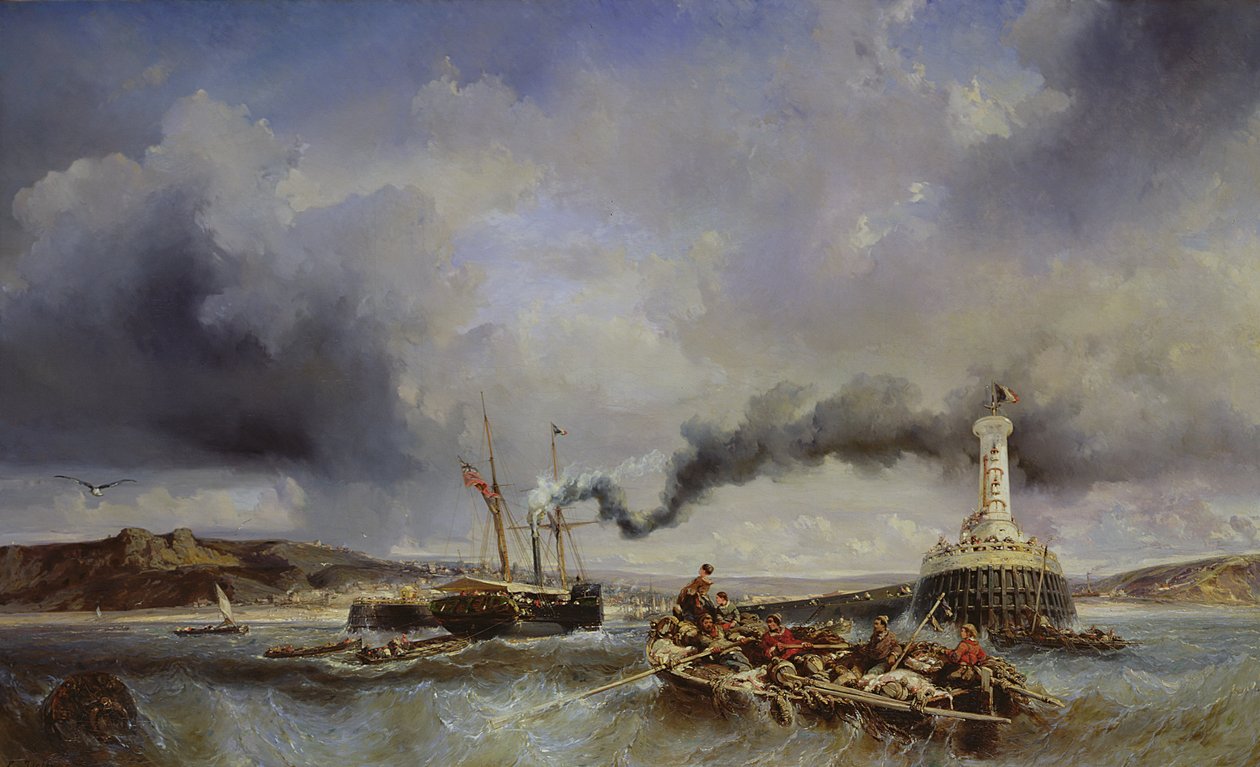 Boulogne kikötőjének kilátása a tengerről, 1843 alkotó: Eugene Isabey