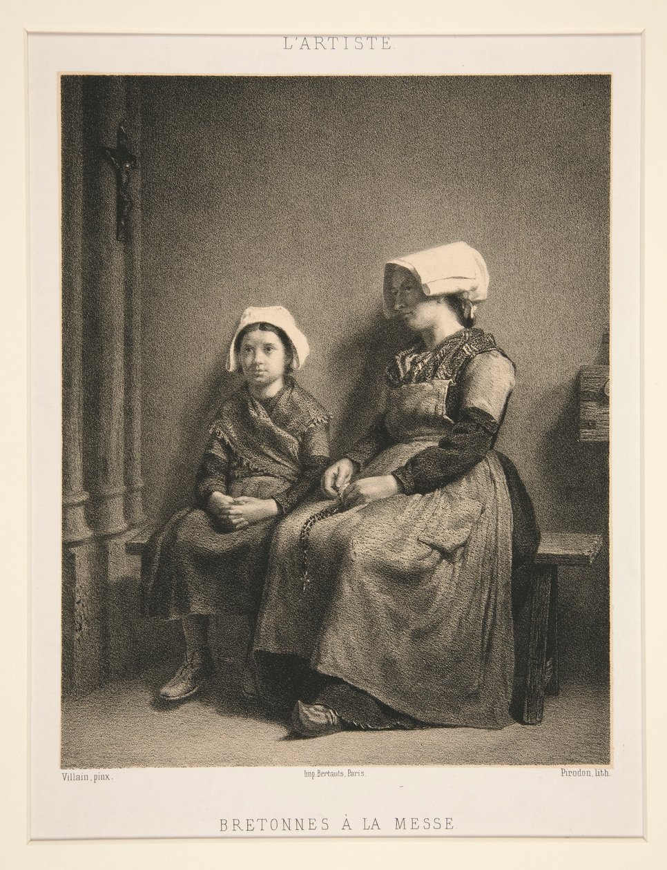 Breton nők a misén alkotó: Louis Eugene Pirodon
