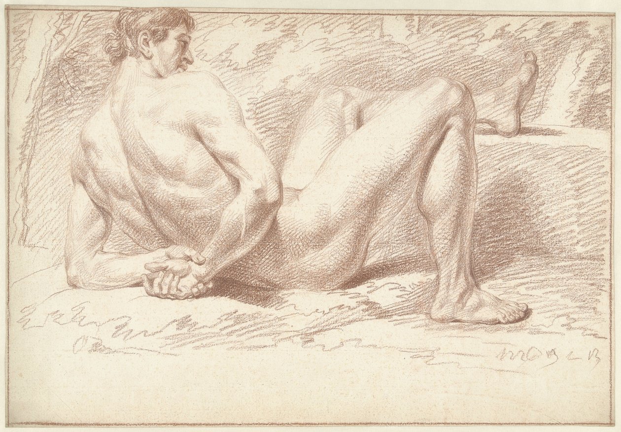Férfi meztelenül, fekvő, karokkal hátul alkotó: Louis Fabritius Dubourg