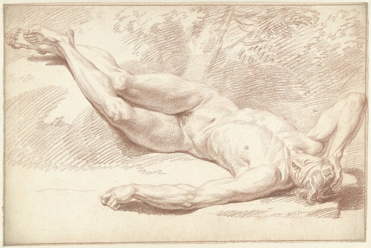 Férfi akt, háton fekve, arccal jobbra alkotó: Louis Fabritius Dubourg