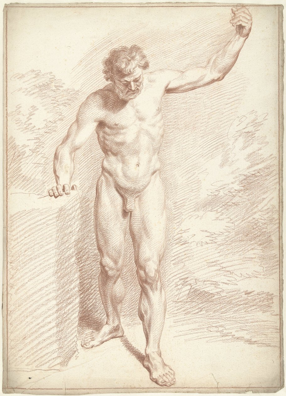 Férfi akt, álló, felemelt bal karral alkotó: Louis Fabritius Dubourg