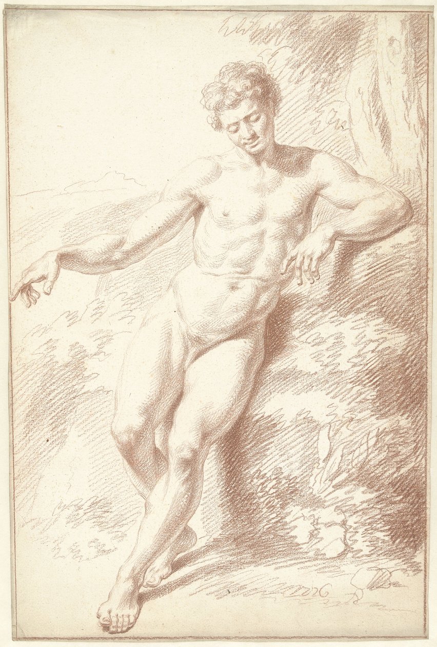 Férfi akt, állva, a bal karjára támaszkodva alkotó: Louis Fabritius Dubourg