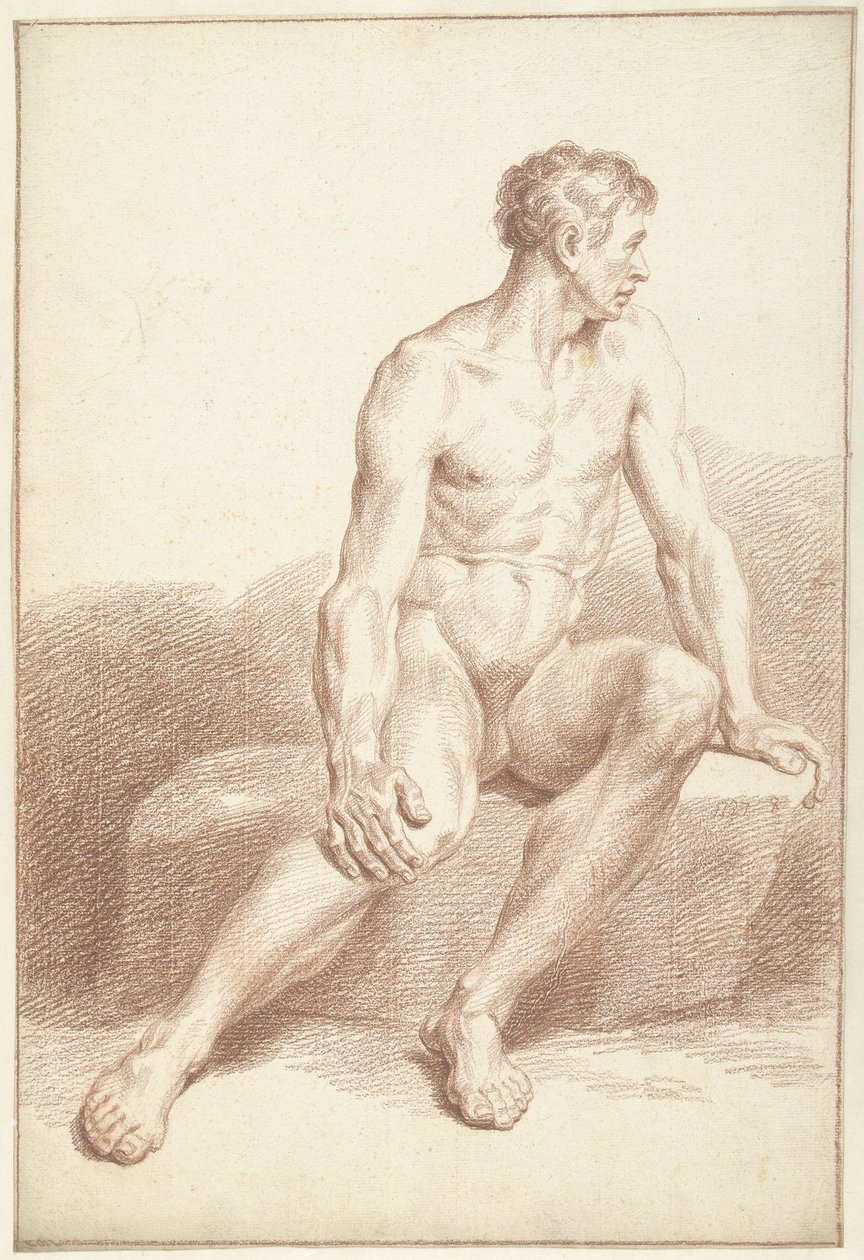 Férfi akt, ülve, jobbra fordulva alkotó: Louis Fabritius Dubourg