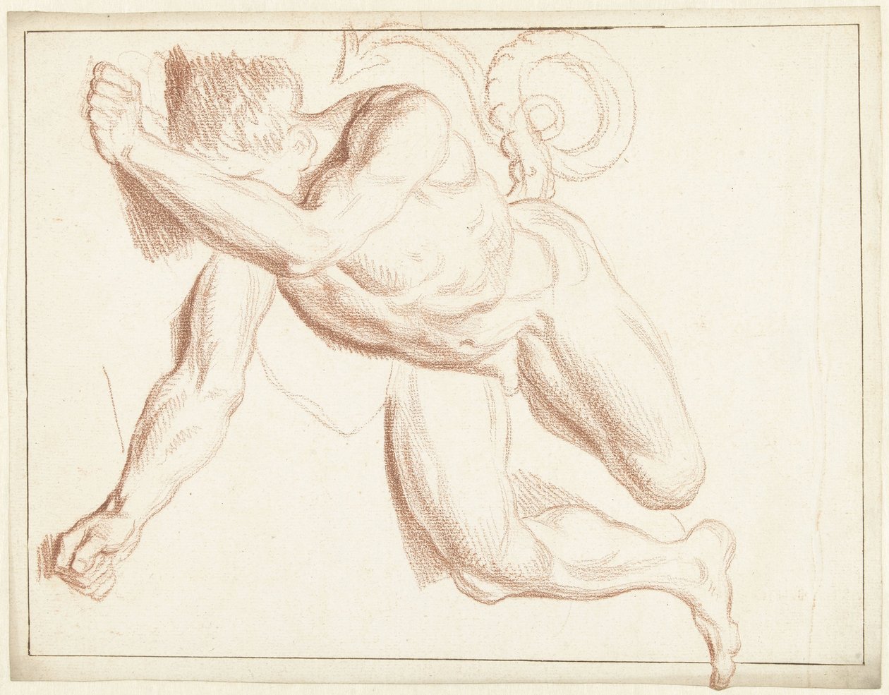 Tanulmány egy oldalán fekvő férfi aktról alkotó: Louis Fabritius Dubourg