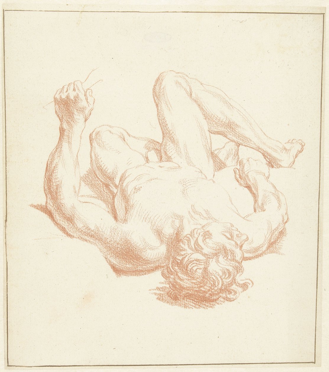 Tanulmány egy háton fekvő férfi aktról, rövidített formában alkotó: Louis Fabritius Dubourg