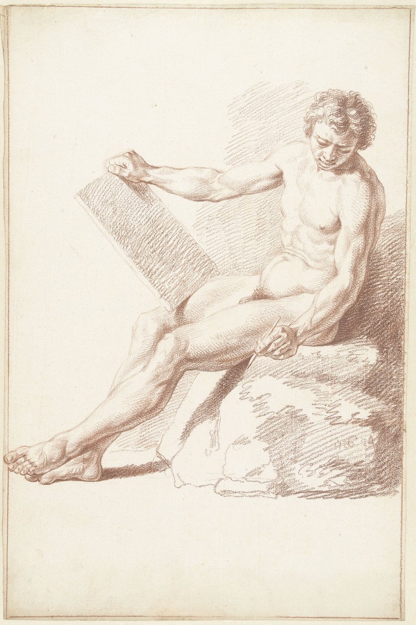 Meztelenül ül az akadémián, rajzolóként alkotó: Louis Fabritius Dubourg