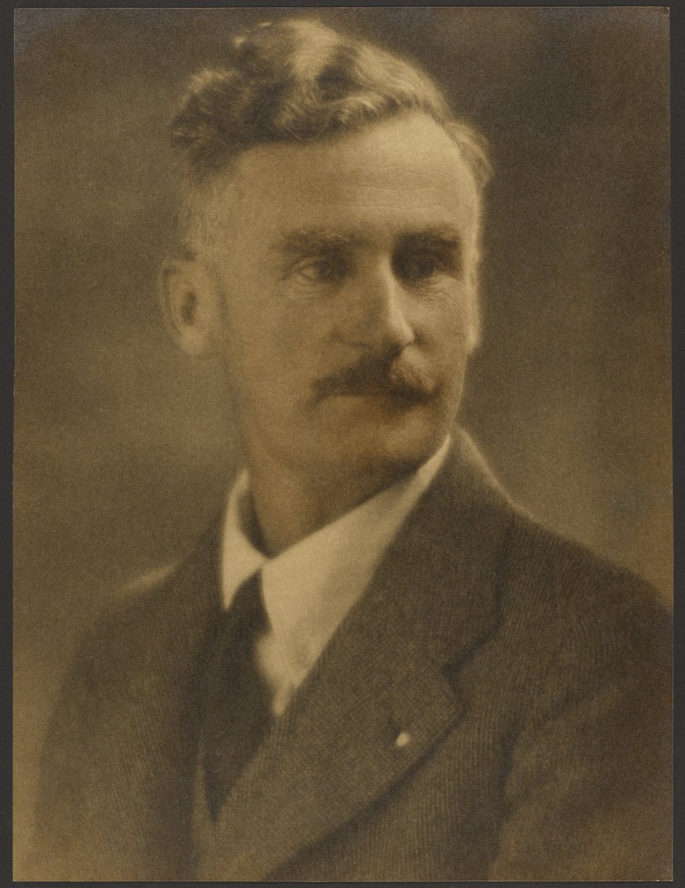[Egy férfi portréja fehér hajtókás kitűzővel] alkotó: Louis Fleckenstein
