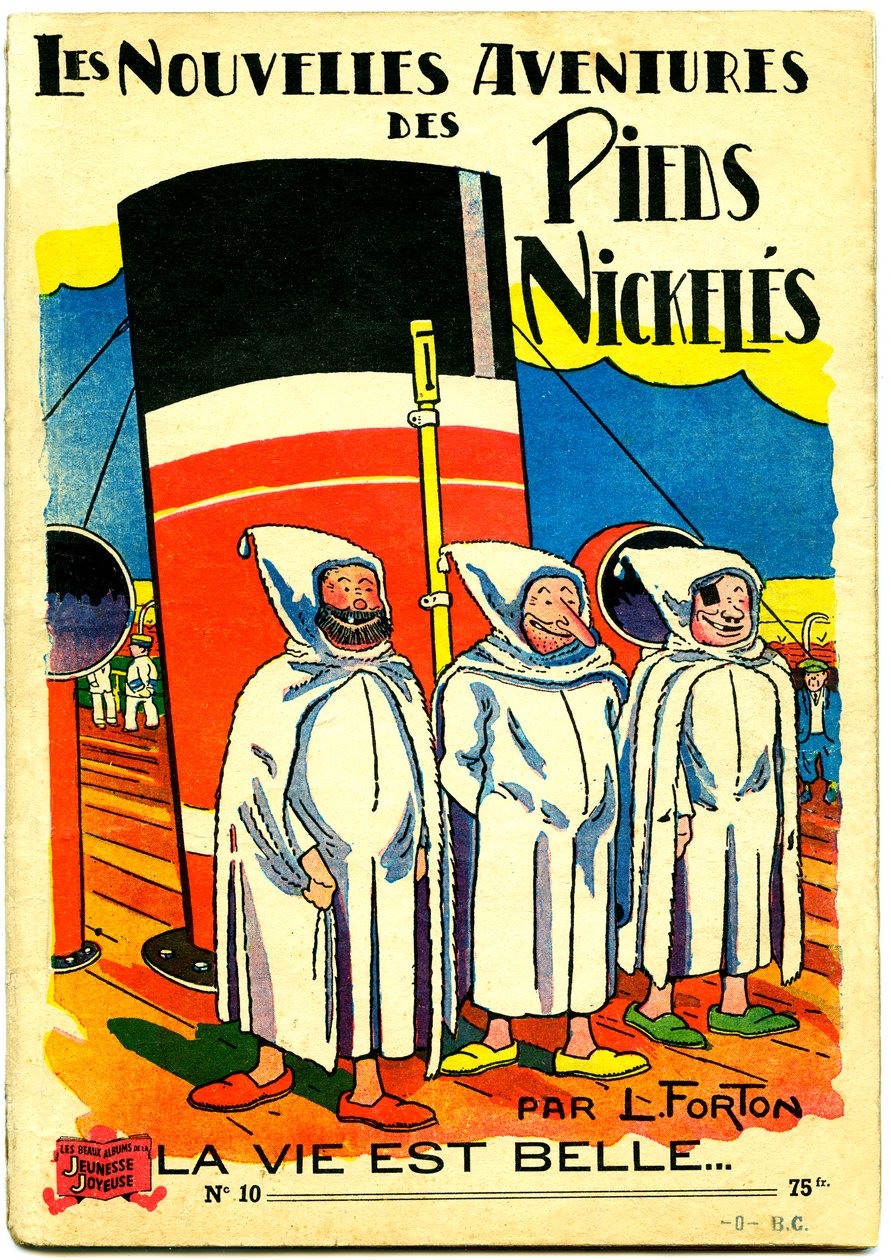 Egy képregényalbum borítója: Les Nouvelles Adventures des Pieds Nickeles, La vie est belle, n.10 (színes litho) alkotó: Louis Forton