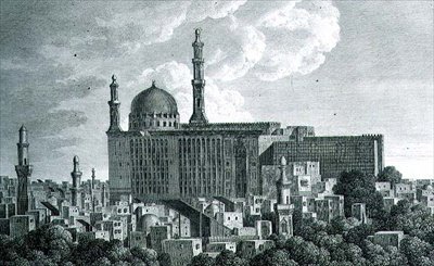A dzsámi vagy mecset Hasan székesegyház Kairóban, Pierre Nicolas Ransonnette (1745-1810) 65. táblája a „Voyage Pittoresque” III. kötetéről. alkotó: Louis Francois (after) Cassas