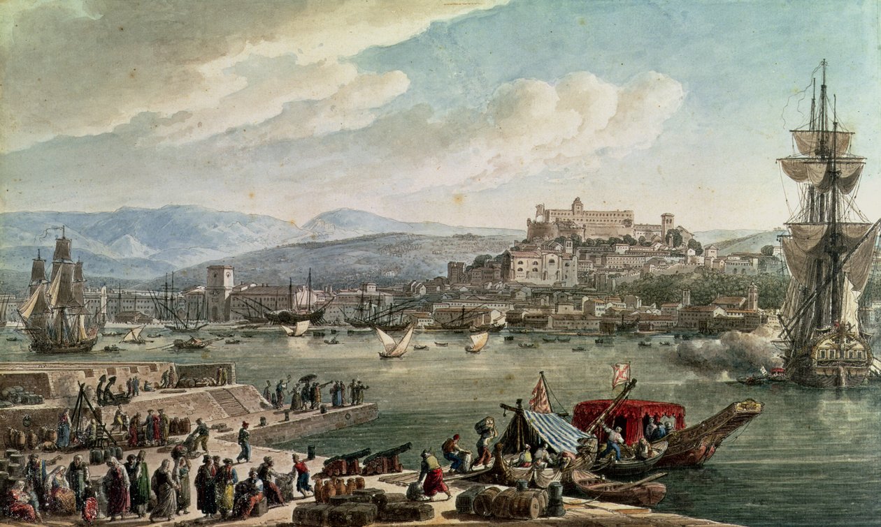 Trieszti kikötő, 1802 (plakát) alkotó: Louis Francois Cassas