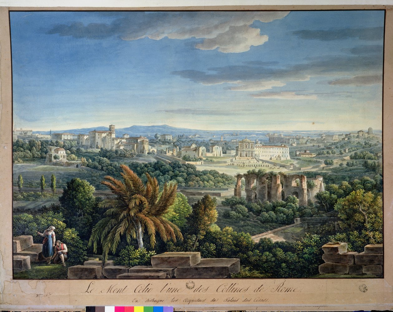 Kilátás a Celian-hegyre, Róma, 1800 körül alkotó: Louis Francois Cassas
