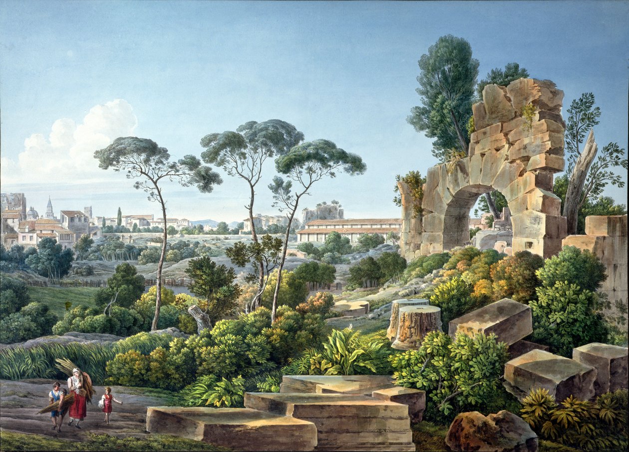 Az Esquilinus domb látképe, Róma, 1800 körül alkotó: Louis Francois Cassas
