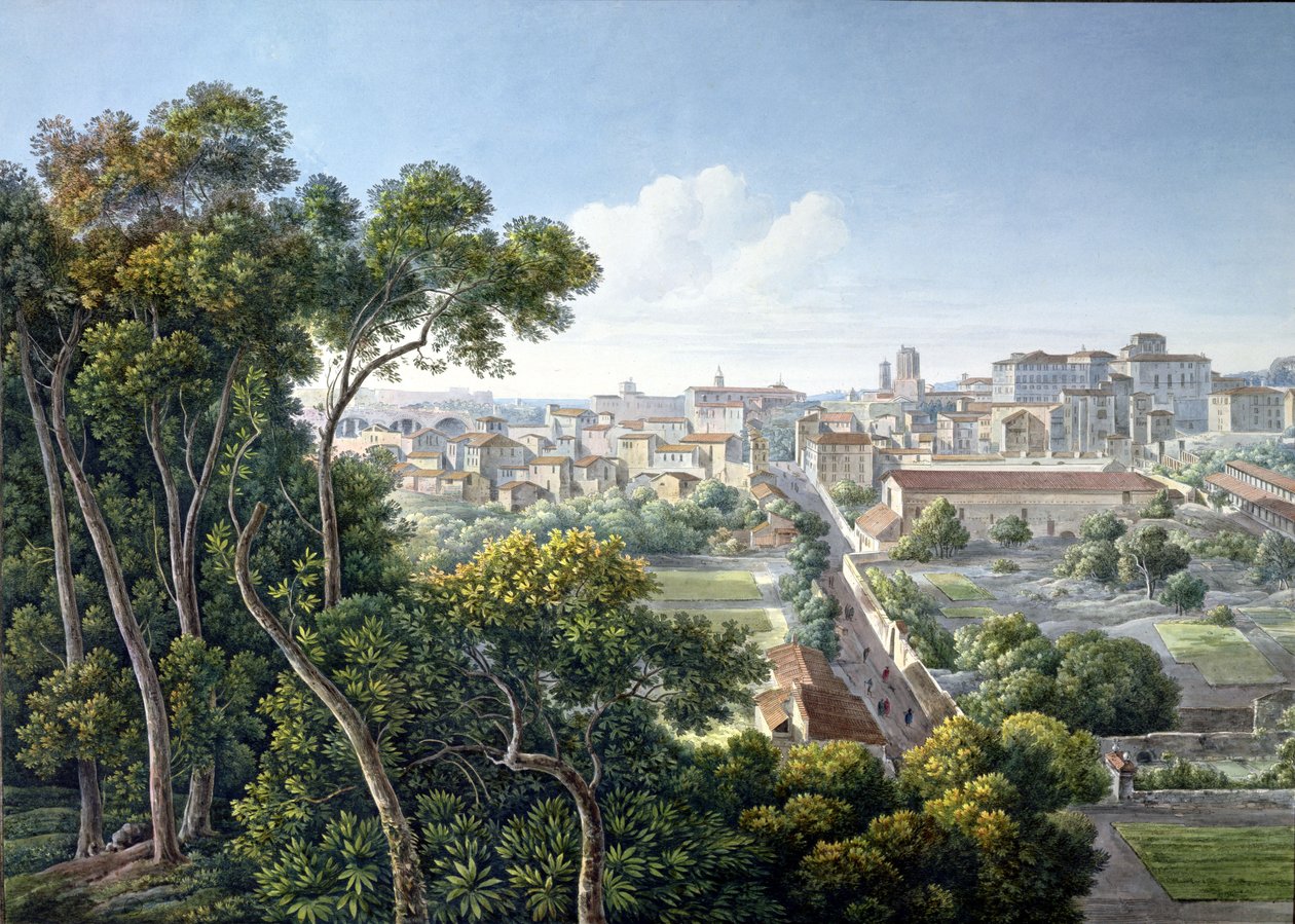 A Viminale domb látképe, Róma, 1800 körül alkotó: Louis Francois Cassas