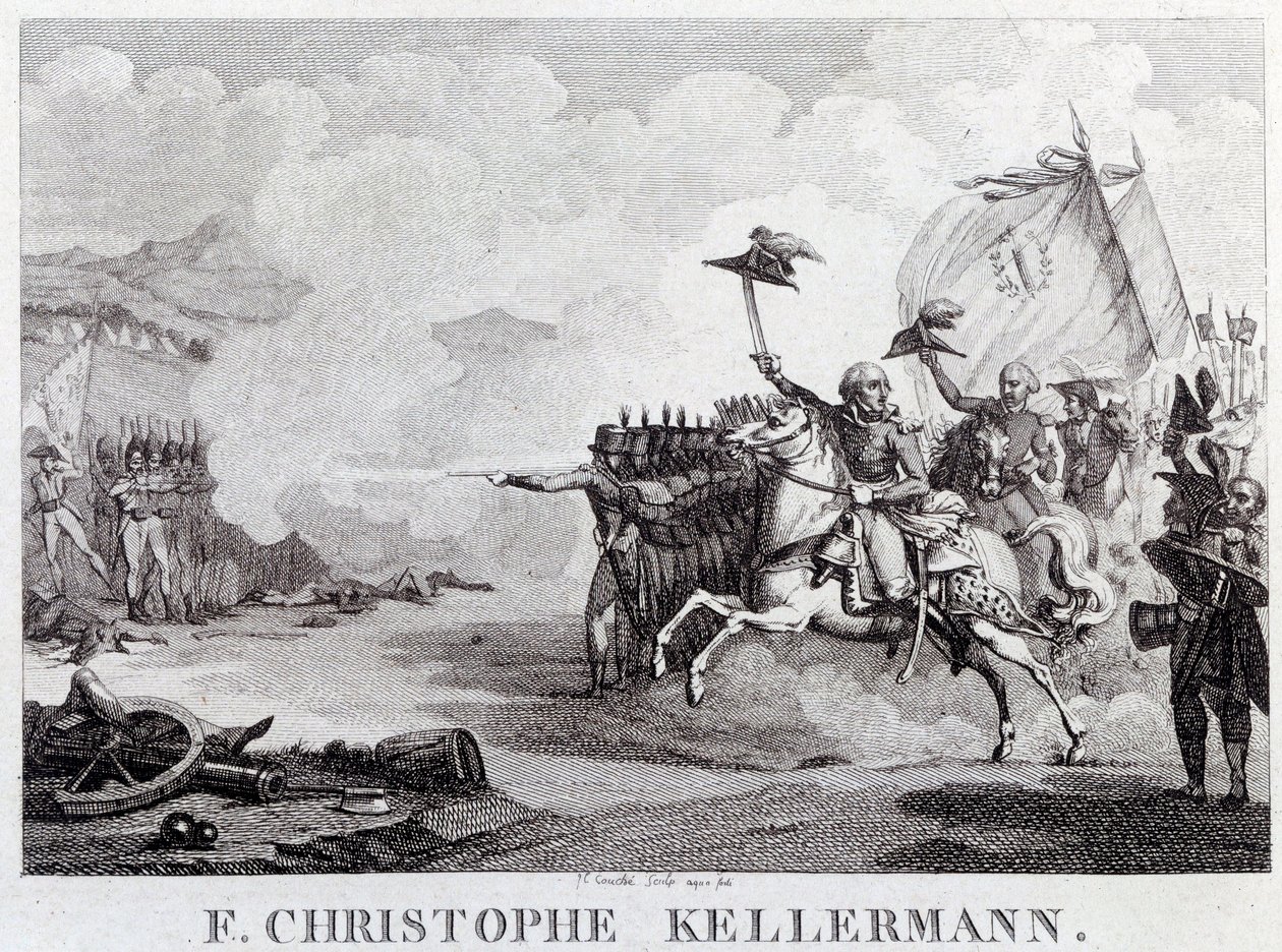 Francia forradalom: „” a tábornok és marechal Francois Christophe Kellermann (1735-1820) a valmyi csata idején, 1792. 09. 20-án”” Louis Francois Couche (1782-1849) metsze 18. század Párizs, Musee Carnavalet alkotó: Louis Francois Couche