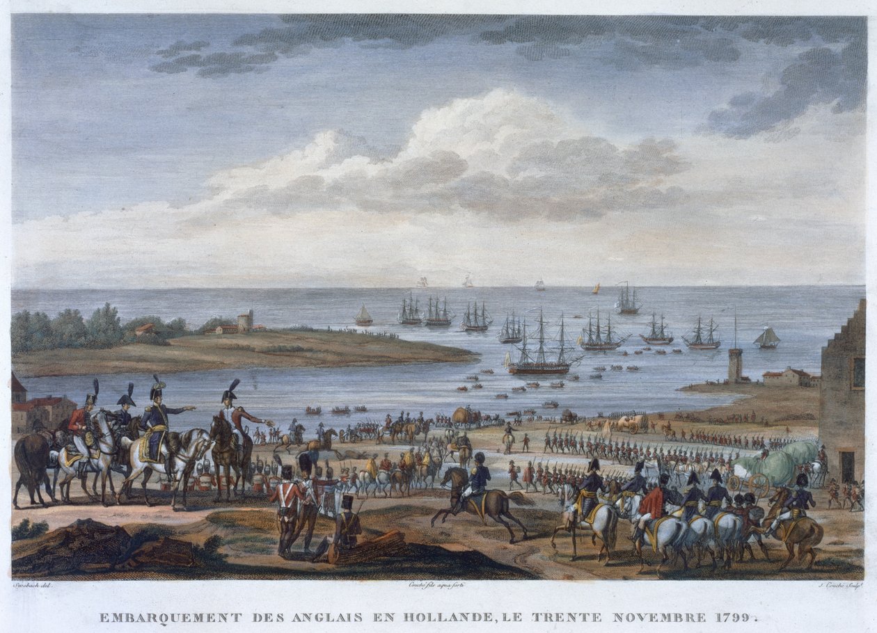 "Az angolok beszállása Hollandiába, 1799. november 30." alkotó: Louis Francois Couche