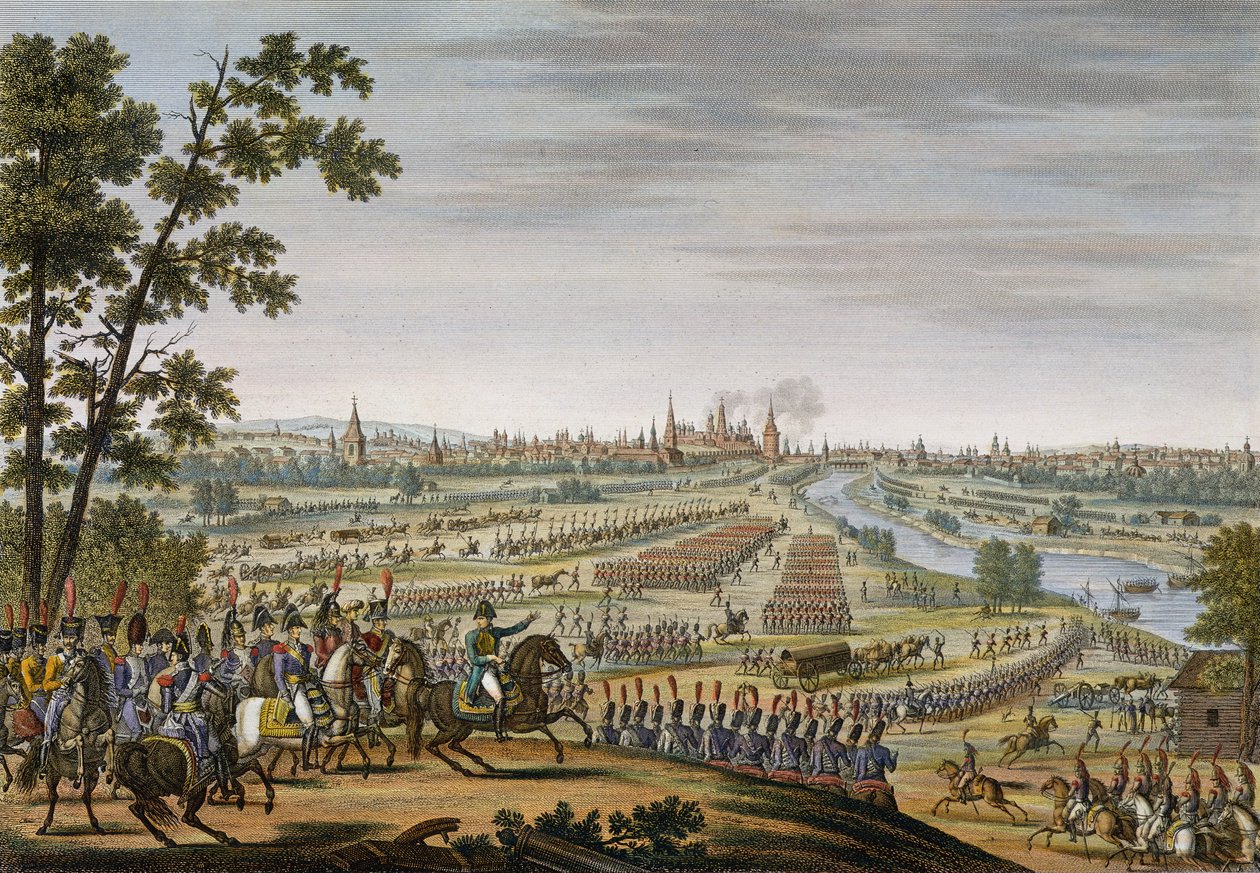 A franciák bevonulása Moszkvába, 1812. szeptember 14., vésette Edme Bovinet (1767-1832) (akvatinta) alkotó: Louis Francois Couche