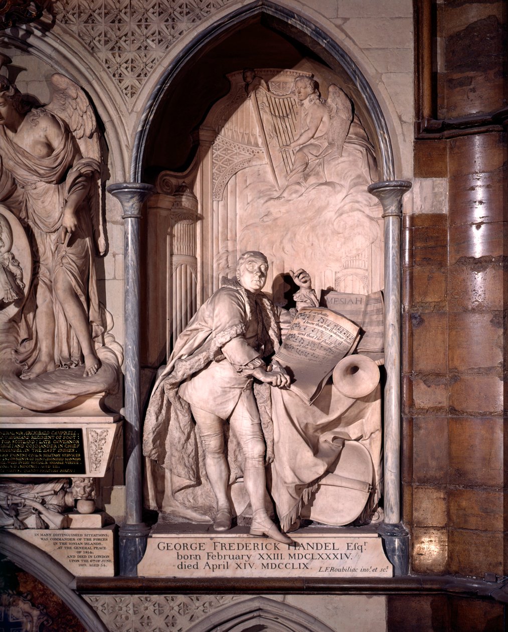 George Frederic Handel emlékmű, Westminster apátság alkotó: Louis Francois Roubilliac