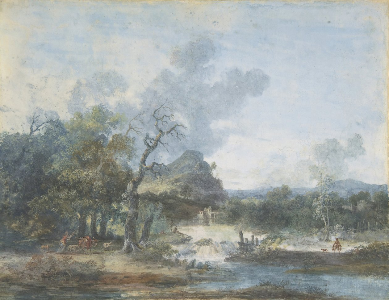 Pásztorlány a vízesés közelében, n.d. alkotó: Louis Gabriel Moreau