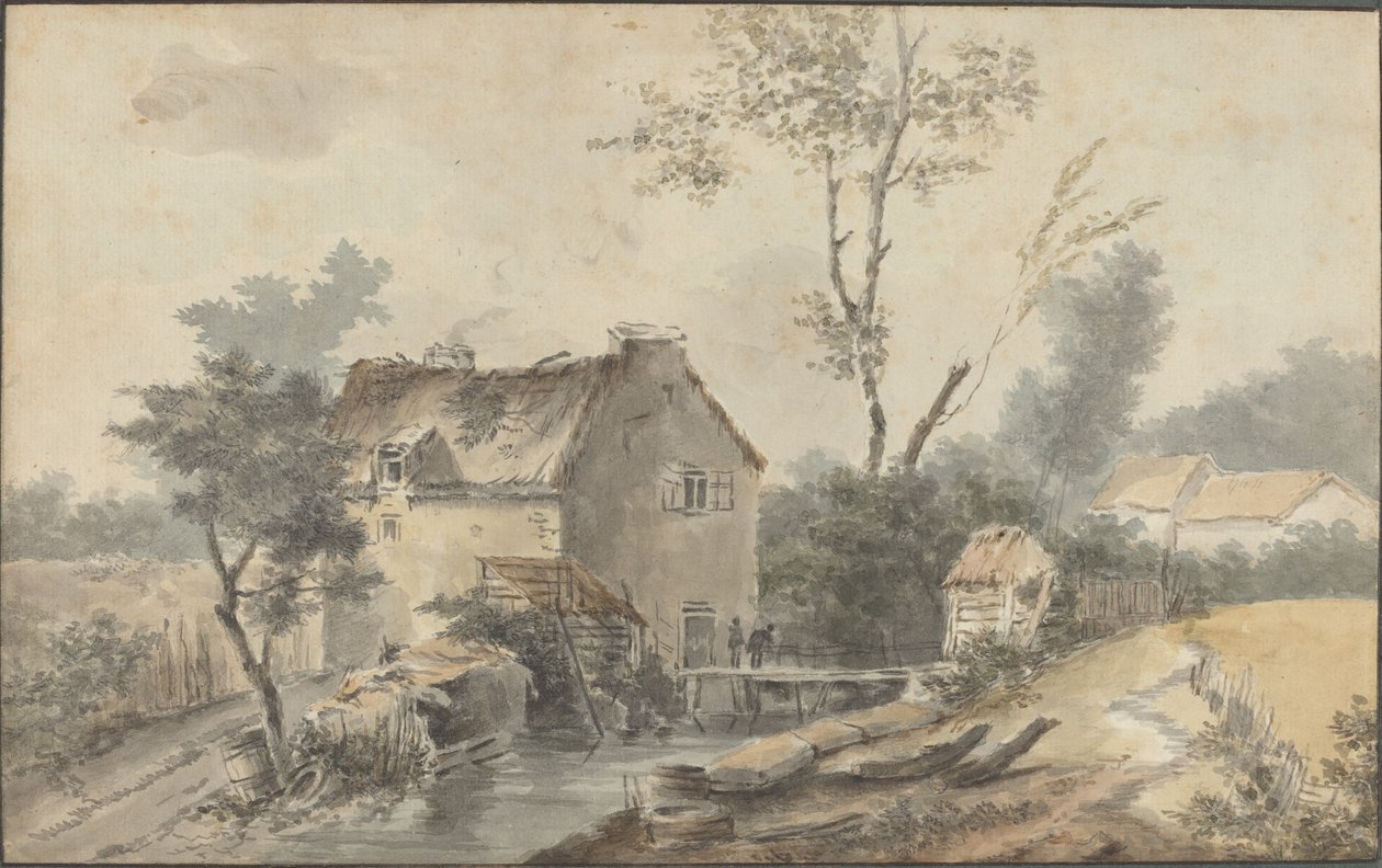 Malom híddal és figurákkal alkotó: Louis Gabriel Moreau the Elder
