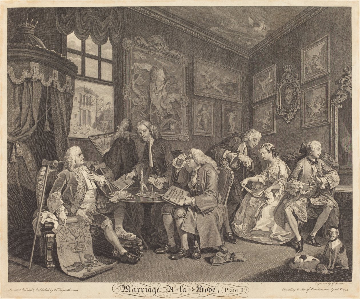 Házasság a la Mode: pl.1 alkotó: Louis Gerard Scotin after William Hogarth