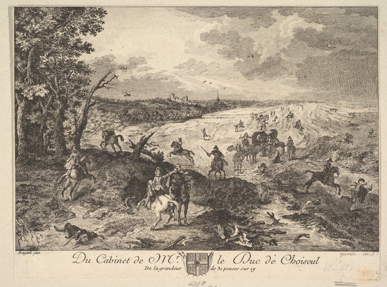 Rablás egy úton a Choiseul herceg gyűjteményében található festmény után, 1771. alkotó: Louis Germain