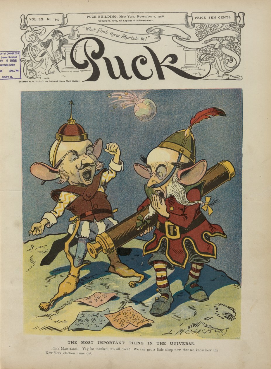 Puck borító a Charles Evans Hughes New York-i kormányzóvá választását ünneplő címlapon, 1906 (magazin) alkotó: Louis Glackens