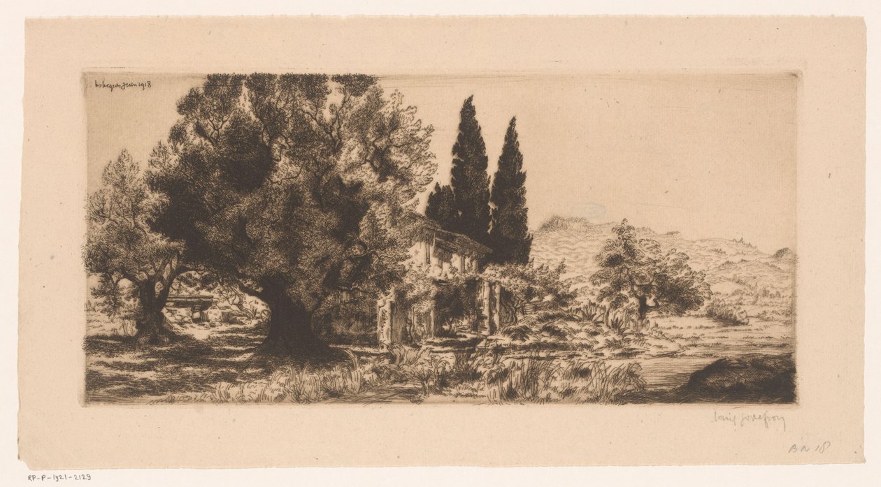 Gezicht op Les Lecques és Saint-Cyr-sur-Mer Les Lecques 1918. június (cím a tárgyon) alkotó: Louis Godefroy (signed by artist)