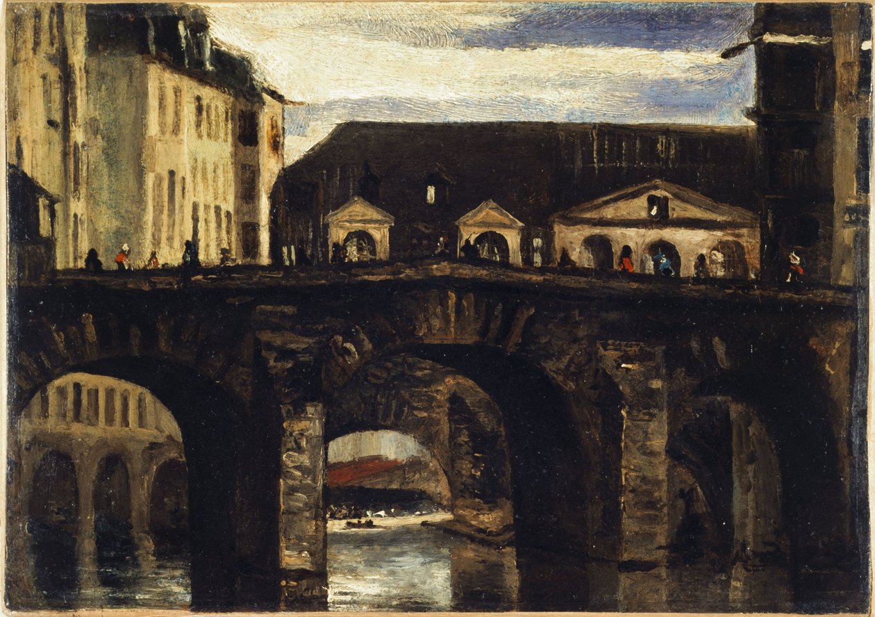 A Kis híd és a Szent Károly-híd, 1825 körül (olaj) alkotó: Louis Godefroy Jadin