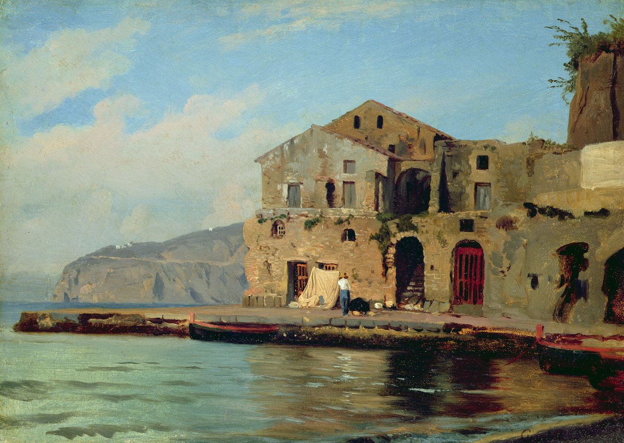Beach House Sorrentóban (olaj, papír, vászon) alkotó: Louis Gurlitt