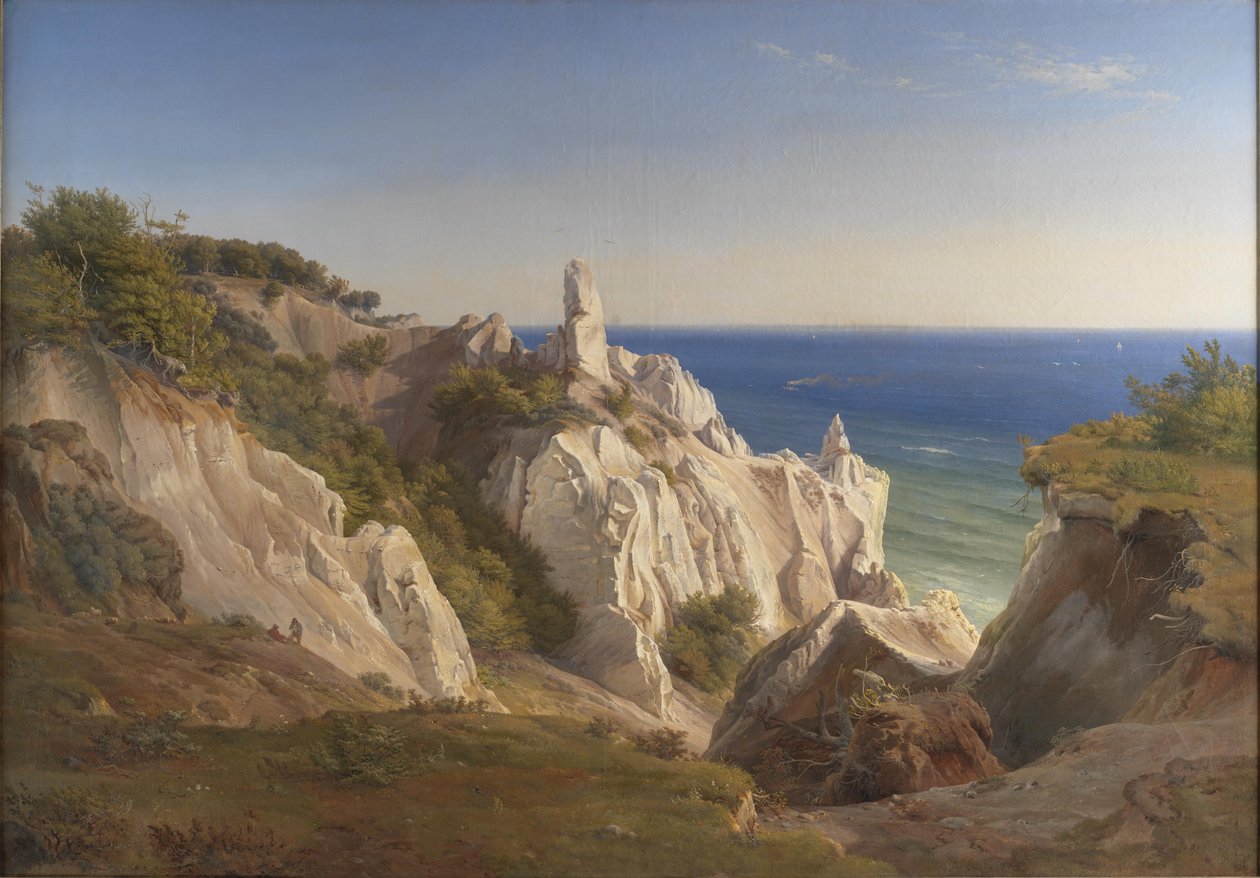 Dán:  Møens Klint, Møn szigetének sziklái. alkotó: Louis Gurlitt