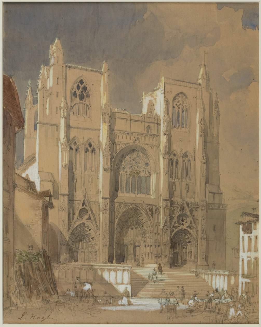 Szent Maurice-székesegyház, Vienne (tinta, ceruza és akvarell papíron) alkotó: Louis Haghe