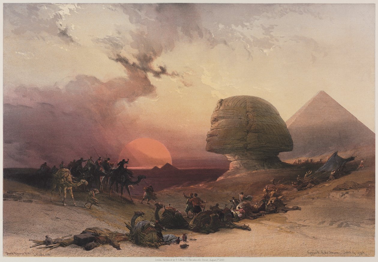 Egyiptom és Núbia, III. kötet: A Simoon-sivatag megközelítése Gizehnél, 1849. alkotó: Louis Haghe