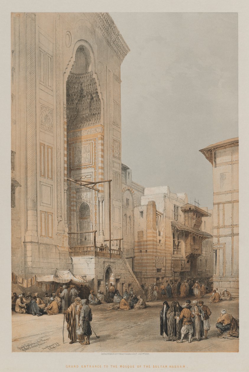 Egyiptom és Núbia, III. kötet: Hasszán szultán mecsetjének nagy bejárata, 1849. alkotó: Louis Haghe