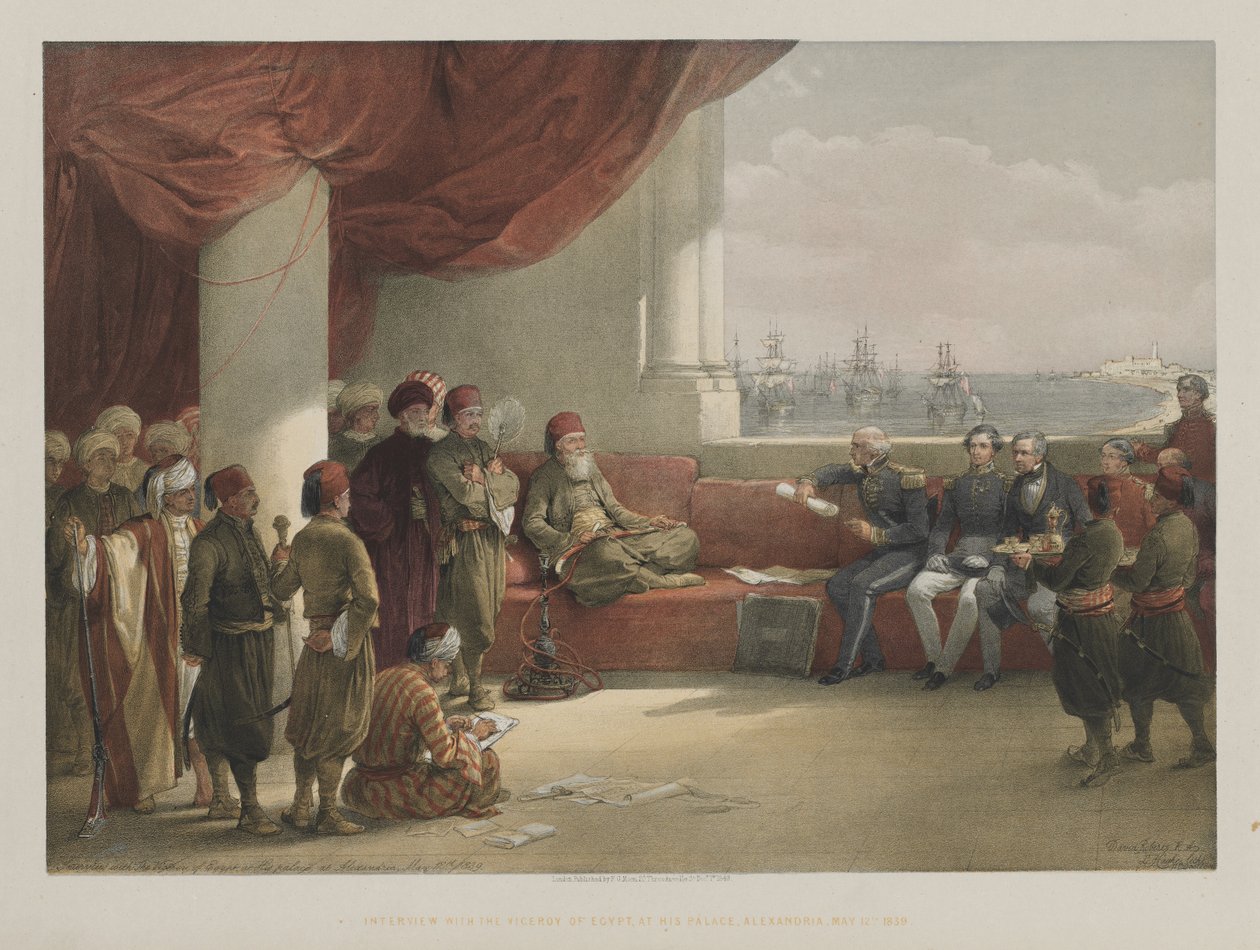 Egyiptom és Núbia, III. kötet: Interjú Egyiptom alkirályával, palotájában, Alexandriában, 1848. alkotó: Louis Haghe