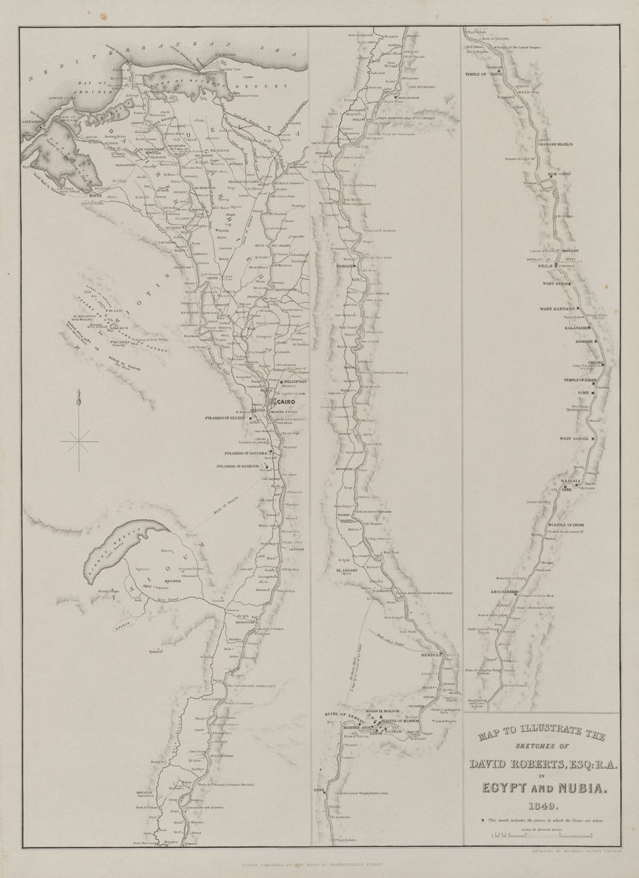 Egypt and Nubia, Volume III: Map to Illustrated the Sketches of David Roberts, Esq: R.A. Egyiptomban és Núbiában 1849 alkotó: Louis Haghe